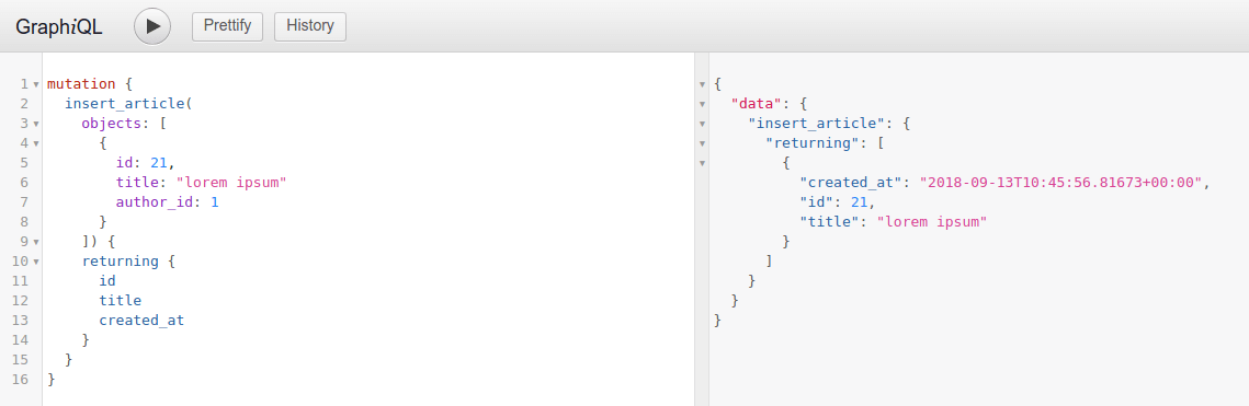 Run an insert mutation